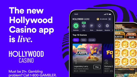 Hollywood Casino launch promotion banner.