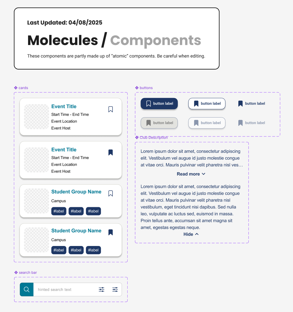 Example screenshot of some of the components that I worked on.